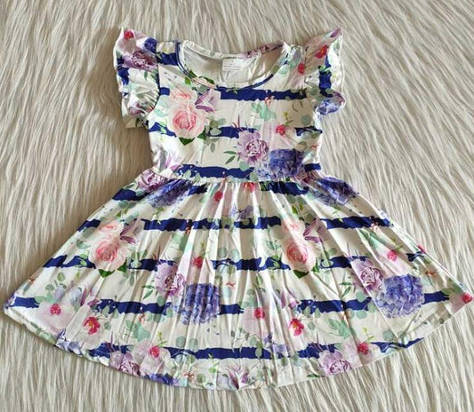 A8-6 Purple Striped Flower Dress