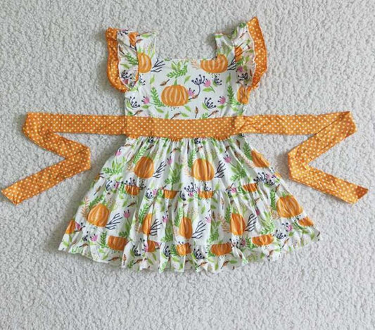 D6-20 Pumpkin Belt Girl's Halloween Dress