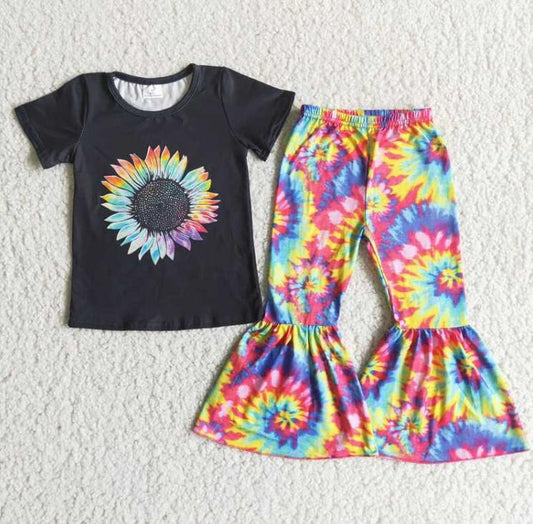 A6-24 Tie Dye Sunflower Girls Outfits