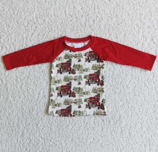 6 B2-11 Christmas Tree Truck Boy T-Shirt