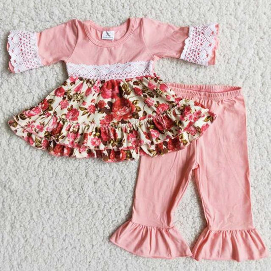6 A17-26 Pink Lace Flower Girls Outfits