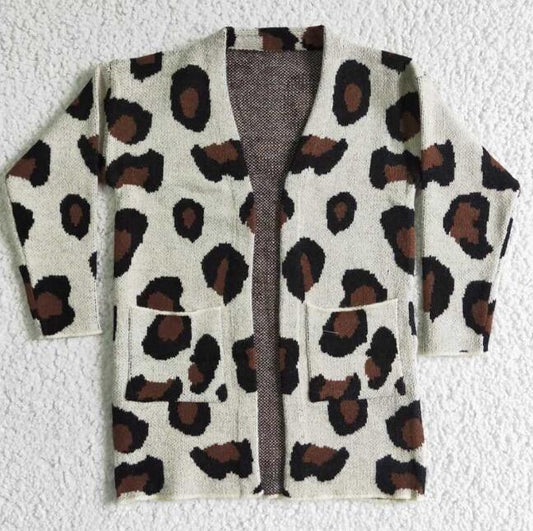 6 A21-11 Leopard Print Kids Cardigan Sweater