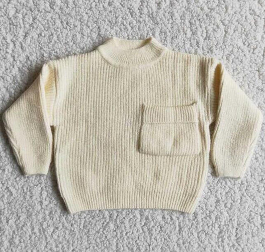 6 B13-39 Kids White Pocket Sweater